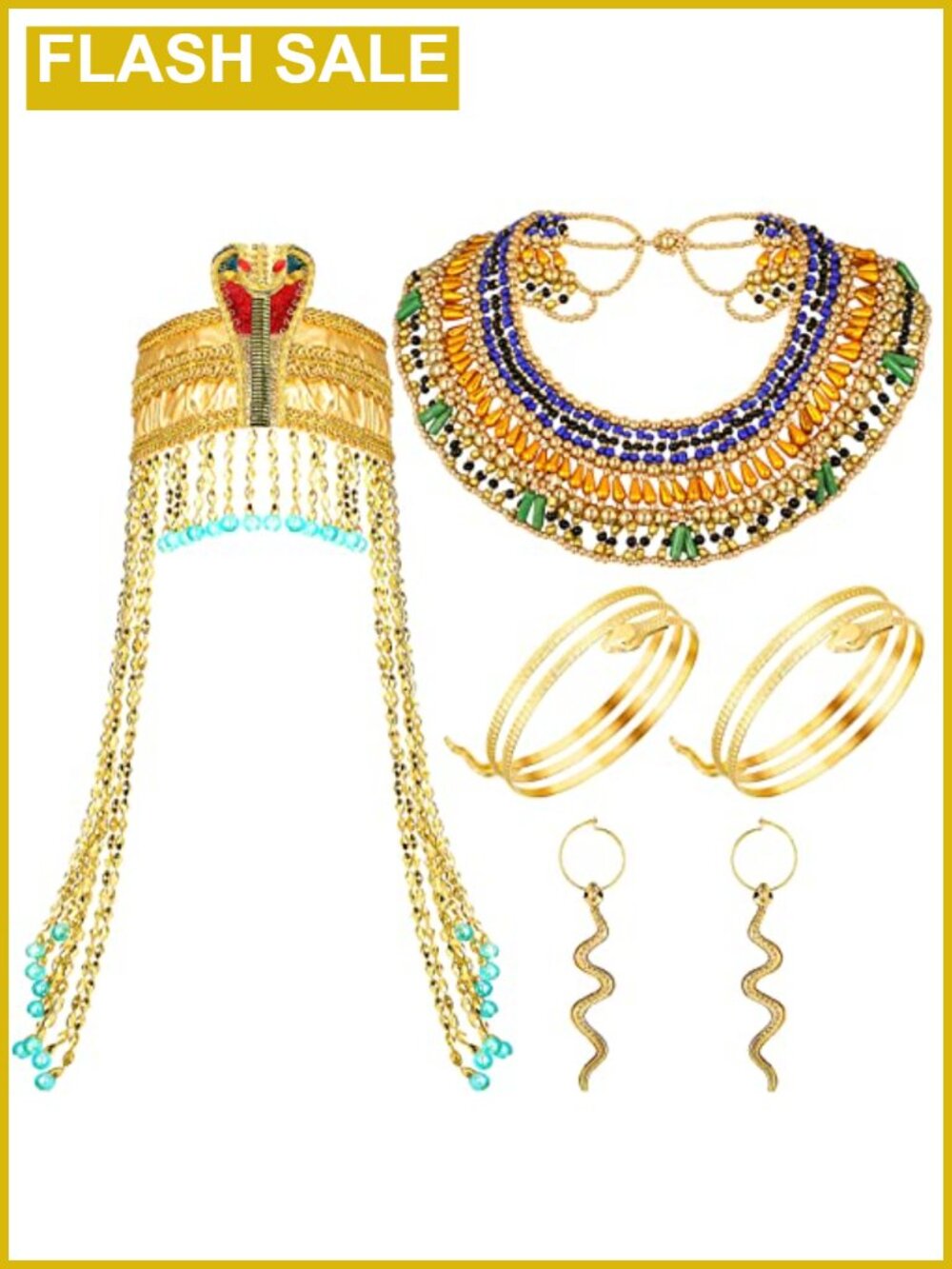 Cleopatra Egyptian Costume Jewelry Set 5pc Halloween Accessories